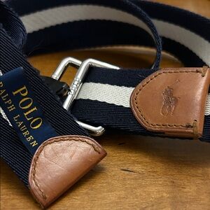 Ralph Lauren Navy/khaki Webbed Belt, Size L
